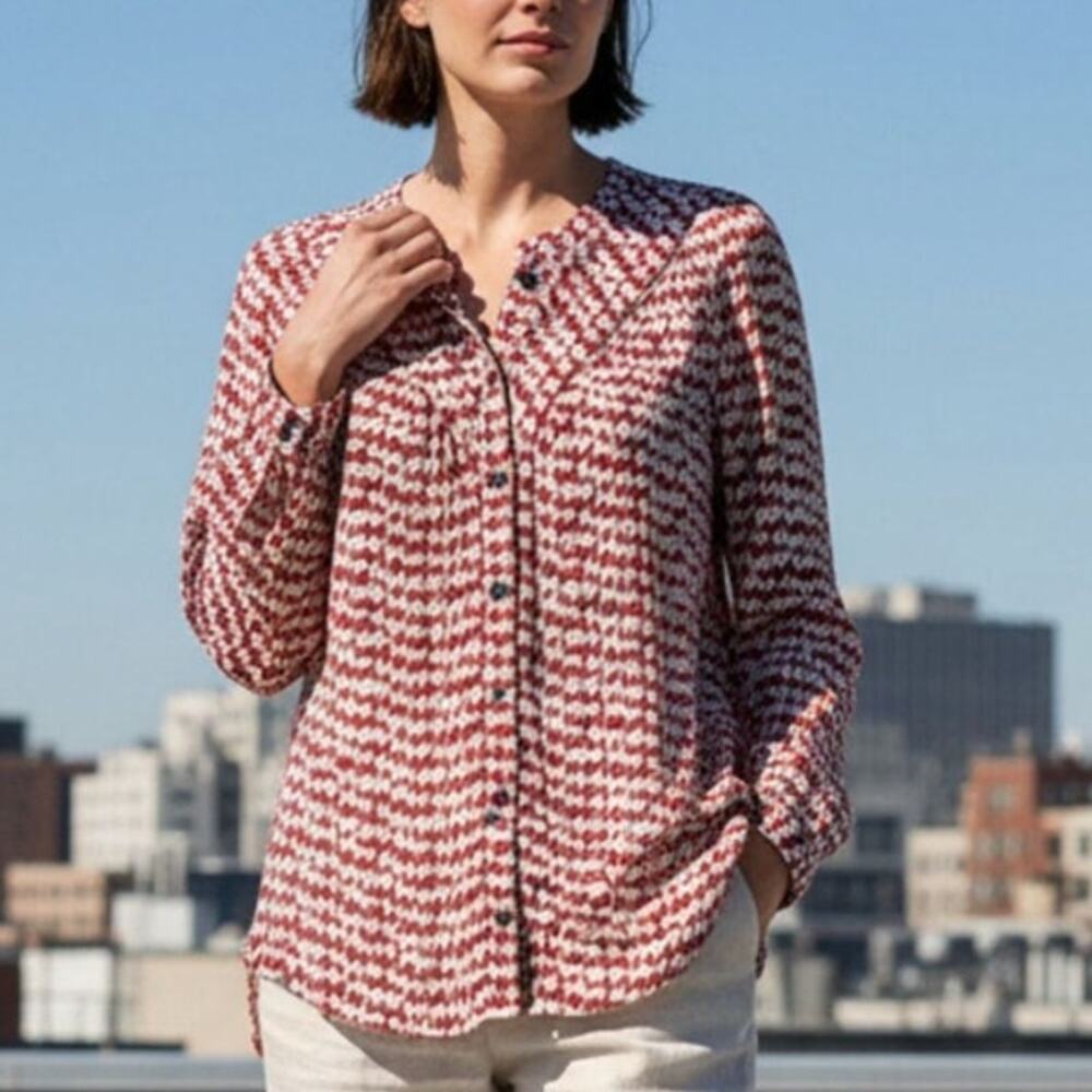 Maeve Anthropologie Avignon Scotty Dog Blouse Size S Office Siren Corporate Chic